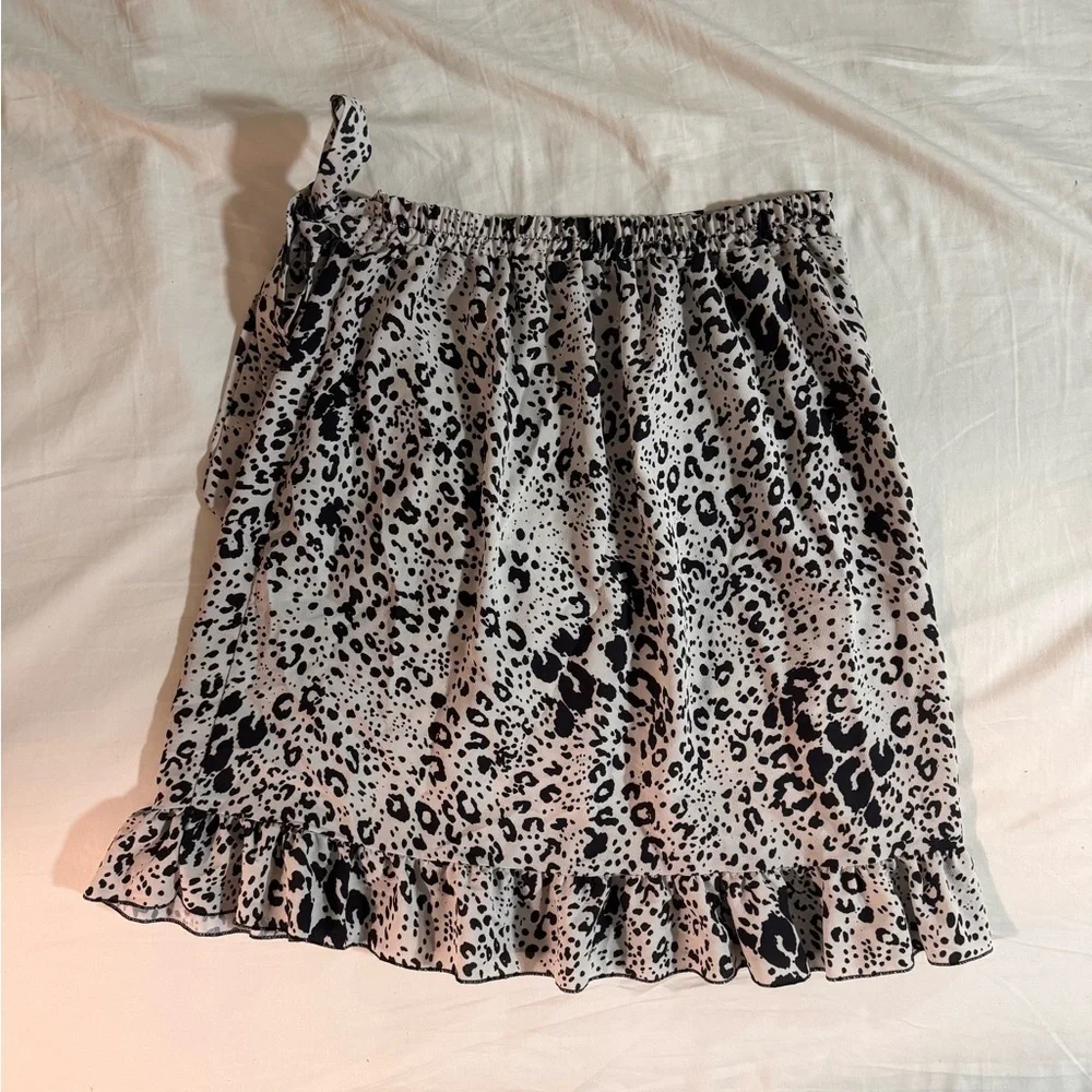 Nasty Gal Black and White Leopard Mini Skirt